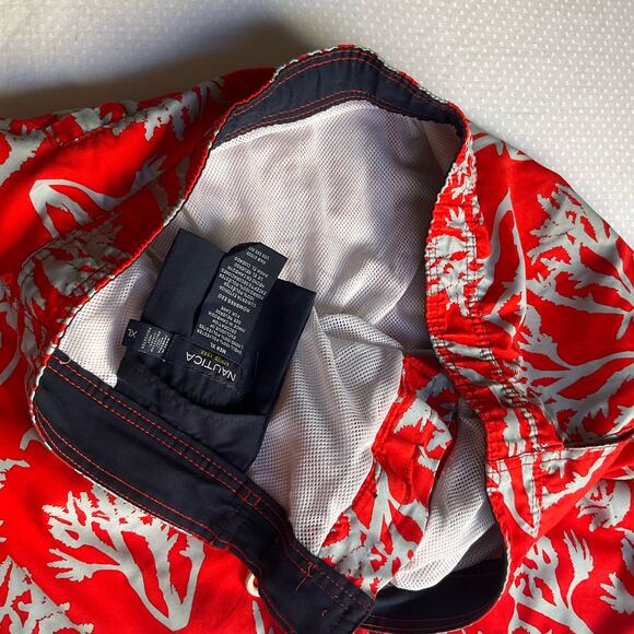 Nautica Men’s Swimming Trunk, size XL,Neon Red & Gray,Liner,Inner & Back Pockets - Picture 8 of 11
